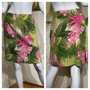 Tommy Bahama 100% Silk Floral Hawaiian Print Skirt